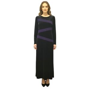Purple‎ Velvet Shelli Segal Long Sleeve Dress